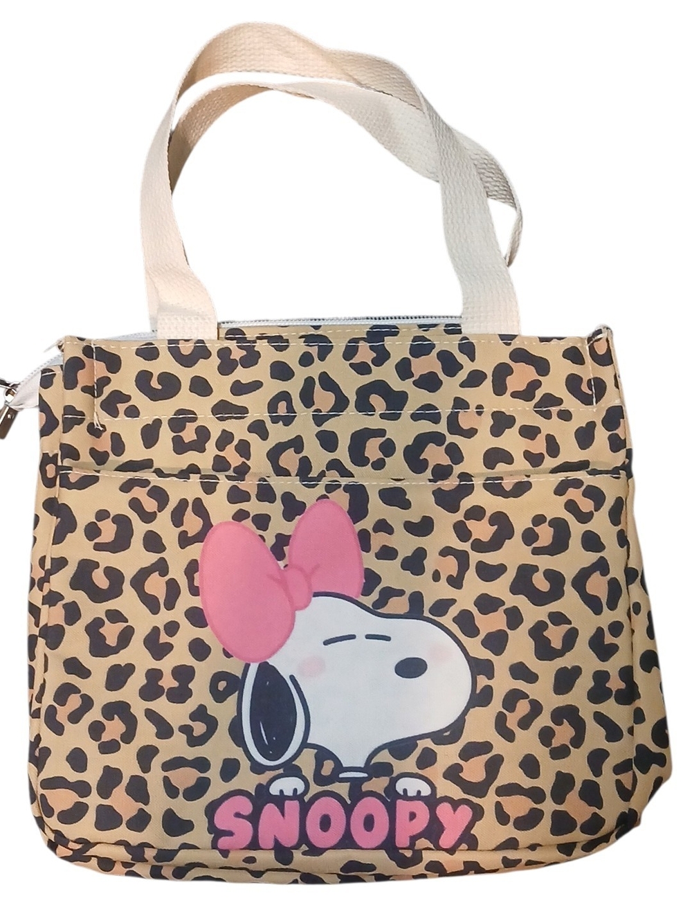 Peanuts Leopard Tote with Pink-Bowed Snoopy